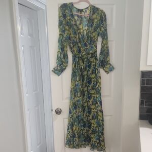 bandolino denim dress Bandolino Denim Dress Small Blue Chambray Sleeveless Side Pockets Belt Loops